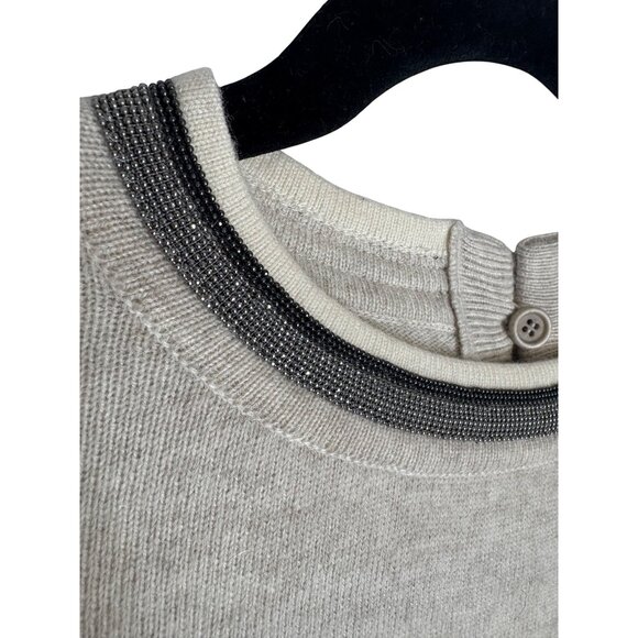 Brunello Cucinelli Brass Insert Soft 100% Cashmere Cream Sweater-sz Small - Picture 12 of 16